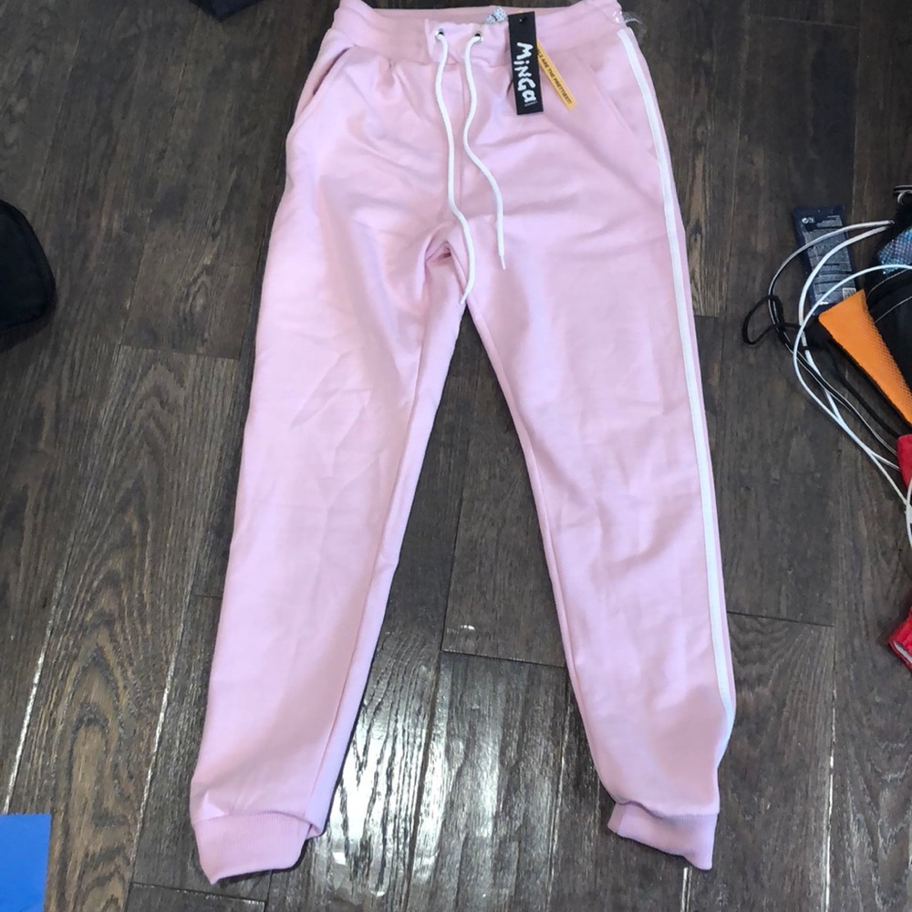 Pink with white stripe on sides joggers